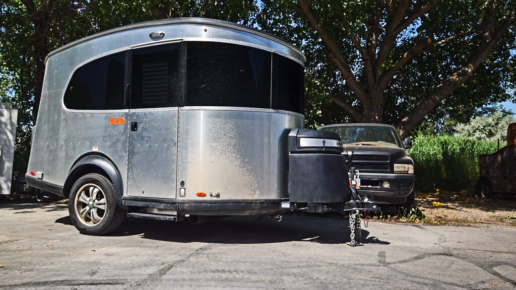 Airstream Basecamp ready for a custom mounted ARB awning