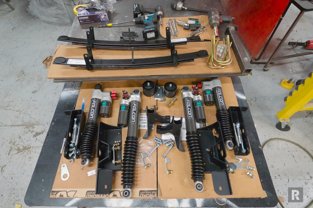 components of the Van Compass 4.3 suspension kit for Sprinter Vans