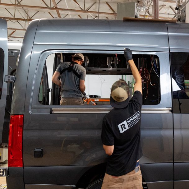 SAGA Vans team van build side flares install