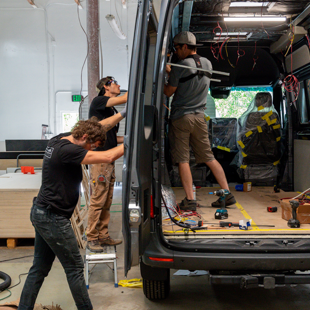 SAGA Vans team van build side flares install