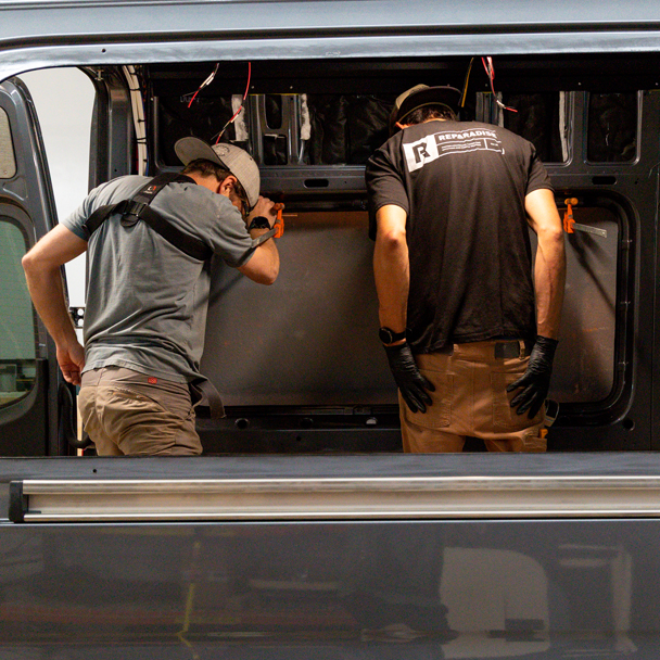 SAGA Vans team van build side flares install