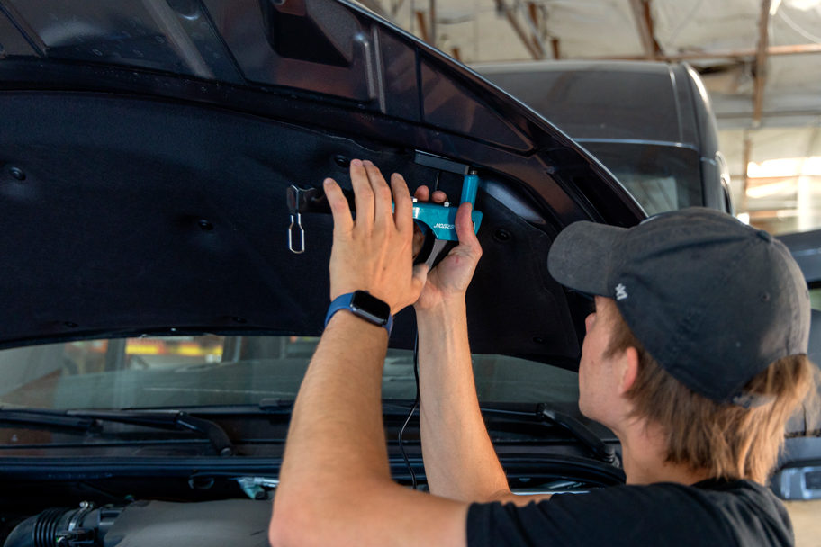 SAGA Vans team van build rock lighting install