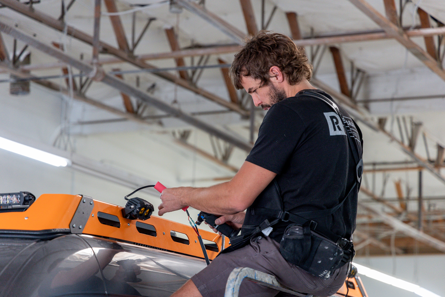 SAGA Vans team van build roof rack lighting install