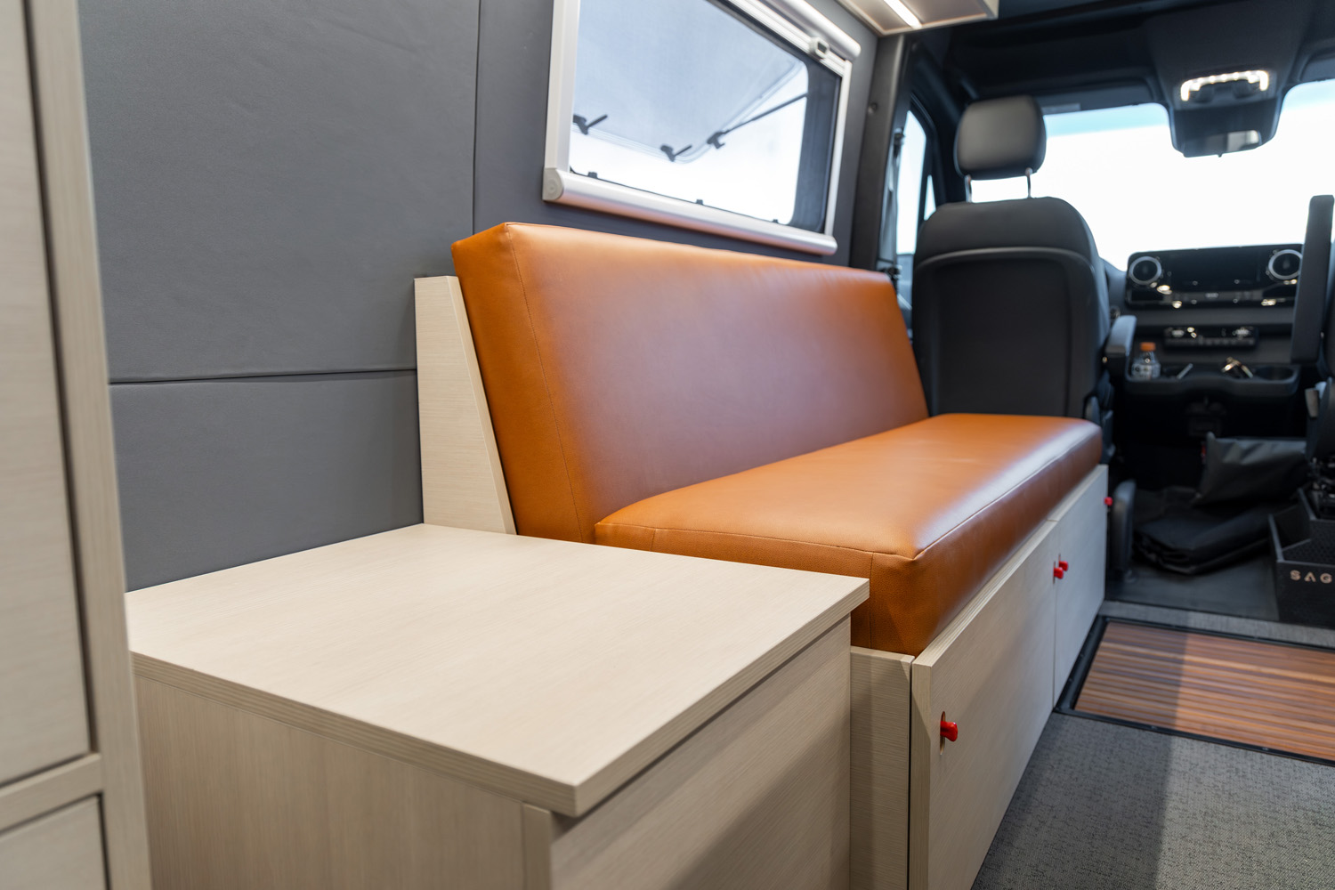 SAGA Vans Sprinter 170 Interior build with futon and composting toilet
