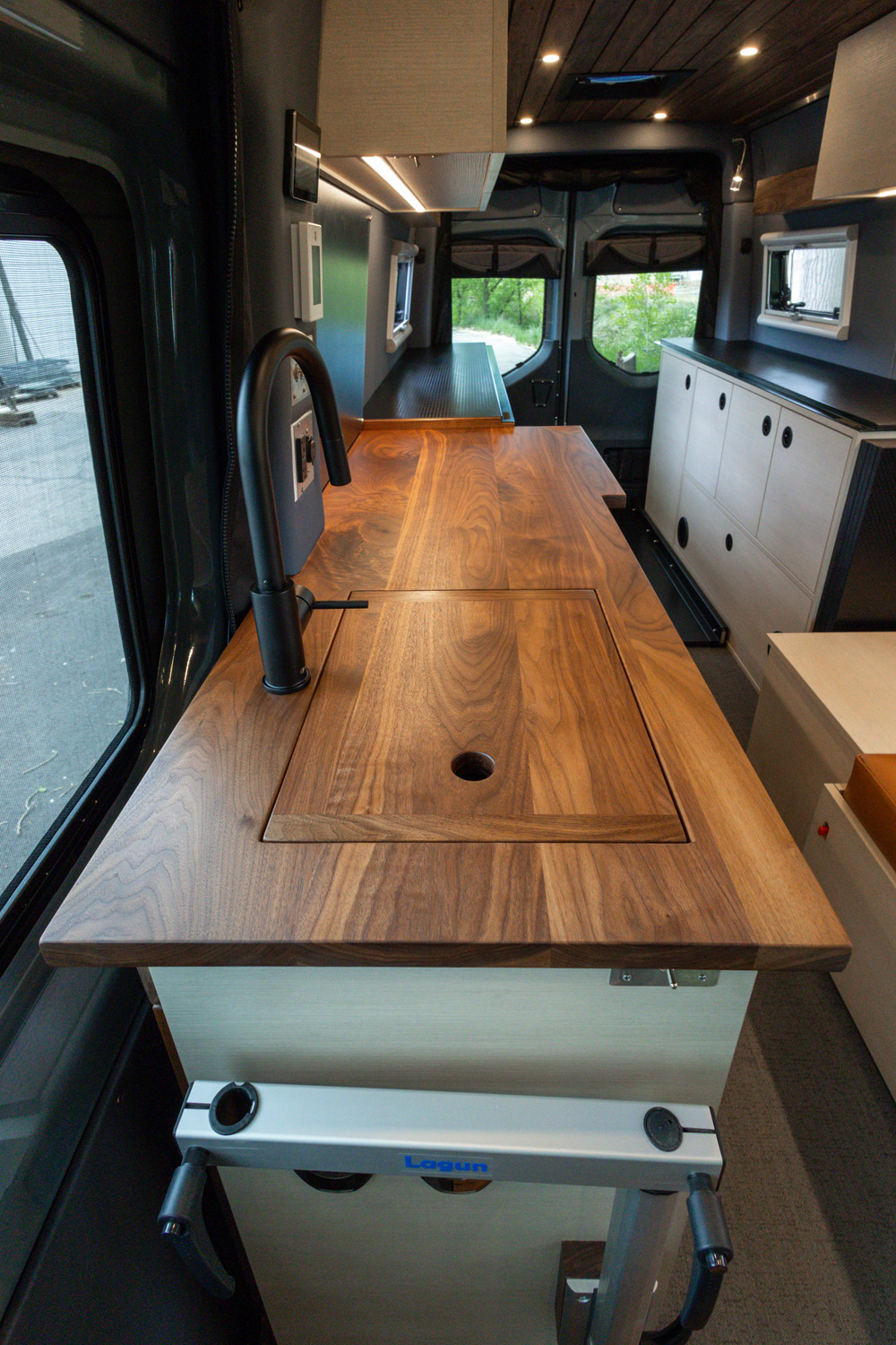 SAGA Vans Sprinter 170 interior galley kitchen sink and faucet