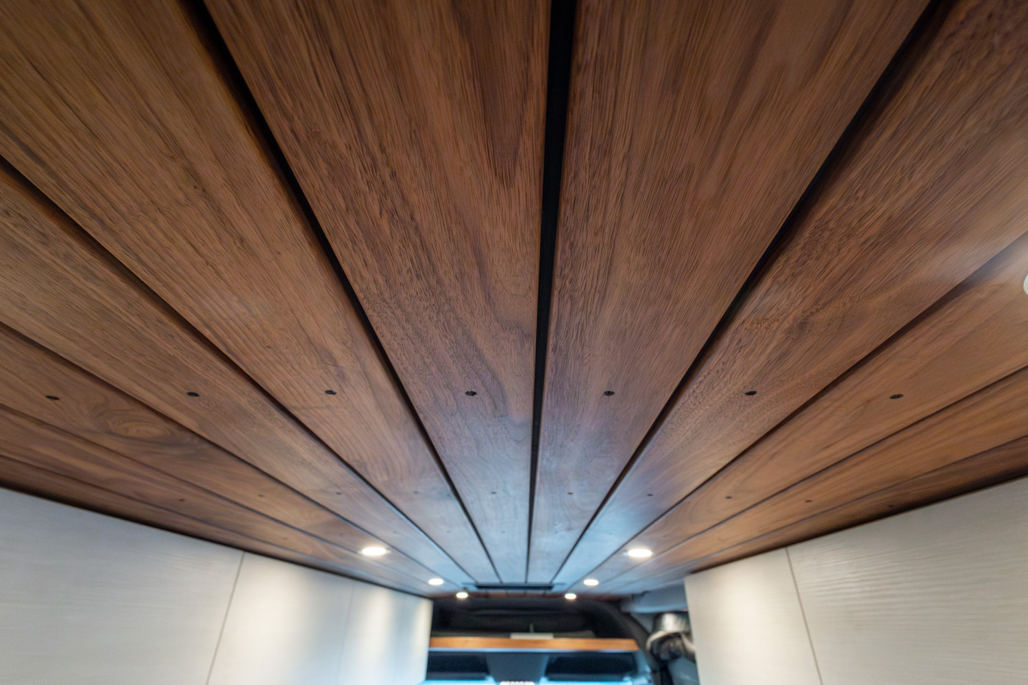 SAGA Vans Sprinter 170 interior hardwood ceiling detail